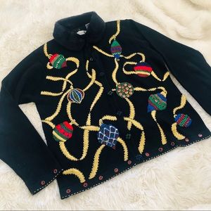 Victoria Jones beaded & embroidered sweater M